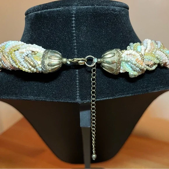 French Fashion Braided Multi-strand Beaded Collar Vintage Necklace - Picture 6 of 10